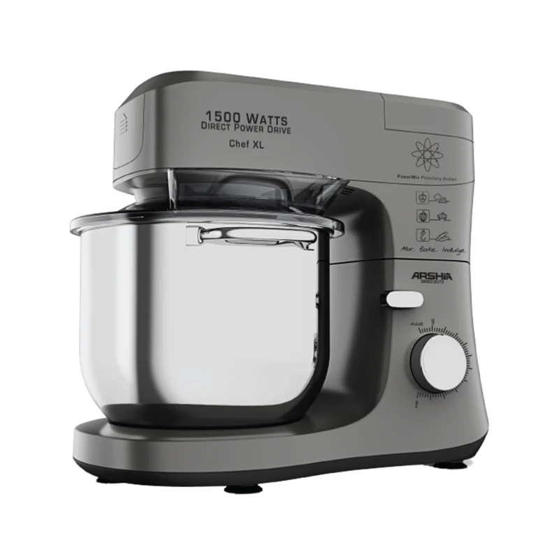 Arshia Premium Stand Mixer – 7L Capacity – 1500W Power – 8 Speed Settings with Pulse Function – Stainless Steel Bowl – Planetary Mixing System – Professional Kitchen Machine - Arshia