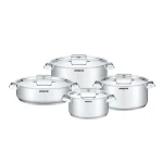 Arshia 8-Piece Stainless Steel Cookware Set – Durable Rust-Resistant Construction – Even Heat Distribution – Comfortable and Safe Handles – Suitable for Everyday Cooking – Reliable Performance for Home Kitchens - Arshia