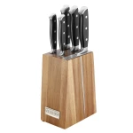 arshia 6-piece stainless steel knife set with classic wooden block – razor-sharp blades, ergonomic handles, safe and elegant storage, perfect for precise daily food prep - Arshia