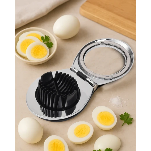 Arshia Egg Slicer with Rust-Resistant Stainless Steel Wires and Stable Plastic Base for Even Slicing of Boiled Eggs, Mushrooms, and Soft Fruits - Arshia - Image 4