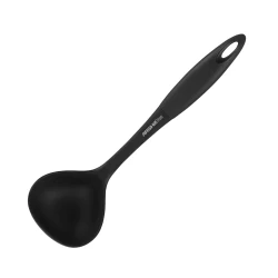 ارشيا مغرفة حساء (أسود) سيليكون + رأس سيليكون مقاوم للحرارة + وعاء عميق لتجميع السوائل + مقبض مريح غير قابل للانزلاق + مثالية لتقديم الحساء، الشوربة والصلصات بأمان