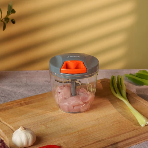 Arshia Manual Hand-Pull Food Chopper with Sharp Stainless Steel Blades, Transparent Bowl, and Easy Pull Cord Mechanism for Quick Chopping of Vegetables, Herbs, and Nuts - Arshia - Image 2