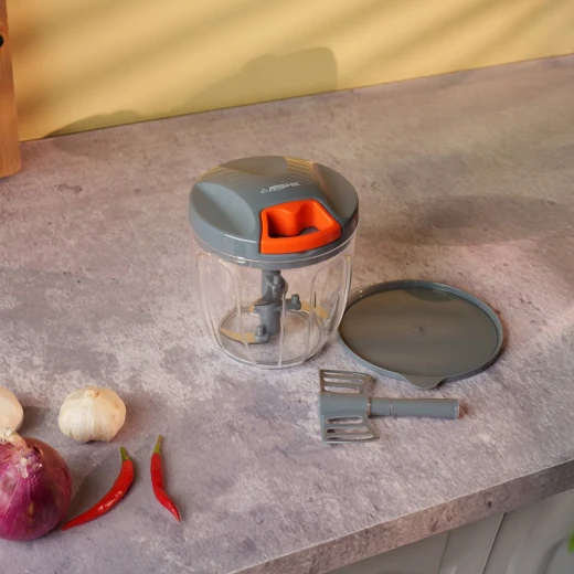 Arshia Manual Hand-Pull Food Chopper with Sharp Stainless Steel Blades, Transparent Bowl, and Easy Pull Cord Mechanism for Quick Chopping of Vegetables, Herbs, and Nuts - Arshia - Image 3