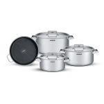 Arshia 8-Piece Tri-Ply Stainless Steel Cookware Set – Professional Three-Layer Construction with Aluminum Core for Even Heat Distribution - Arshia