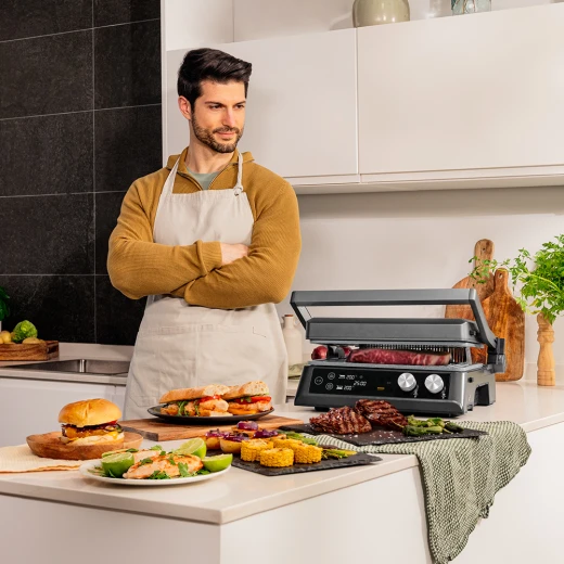Cecotec Rock’n Grill 2000W — Electric Contact Grill, RockStone Non-Stick Coating, 180° Opening, Adjustable Floating Lid, Dual Drip Trays, Large Cooking Surface, Stainless Steel Handle - Cecotec - Image 6