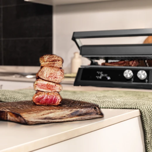 Cecotec Rock’n Grill 2000W — Electric Contact Grill, RockStone Non-Stick Coating, 180° Opening, Adjustable Floating Lid, Dual Drip Trays, Large Cooking Surface, Stainless Steel Handle - Cecotec - Image 5