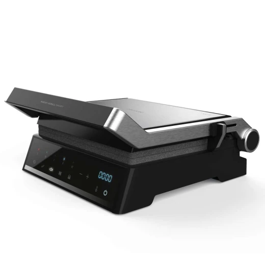 Cecotec Rock’NGrill Smart — 2000W Electric Grill, AutoCook Technology, Removable RockStone Plates, 180° Opening