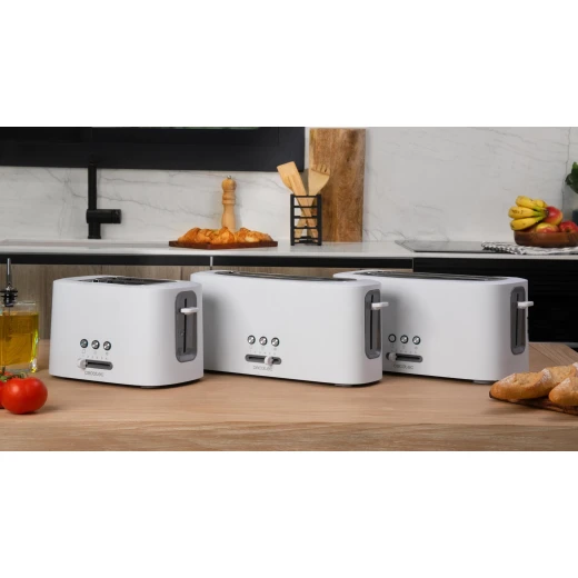 Cecotec Toast&Taste 9000 Double – Upright Toaster, 820–980W, White 2 Extra-Wide Slots | 6 Toasting Levels | Bun Warming Rack | Defrost & Reheat Functions - Cecotec - Image 2
