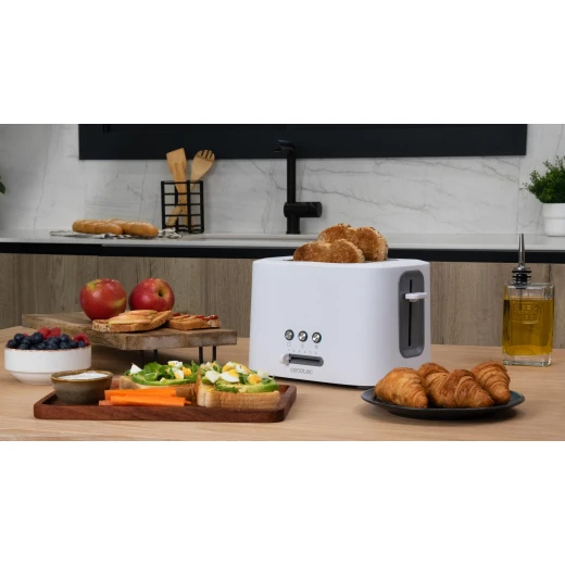 Cecotec Toast&Taste 9000 Double – Upright Toaster, 820–980W, White 2 Extra-Wide Slots | 6 Toasting Levels | Bun Warming Rack | Defrost & Reheat Functions - Cecotec - Image 5
