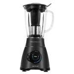 Cecotec Power Black Titanium 2500MAX Smart — American-Style Jug Blender, 2500 W Motor, 6 Black Titanium-Coated Blades, 1.8 L Heat-Resistant Glass Jar, 3 Automatic Programs (Smoothie, Ice Crush, AutoClean), Multi-Speed with Turbo, Stainless Steel Finish - Cecotec
