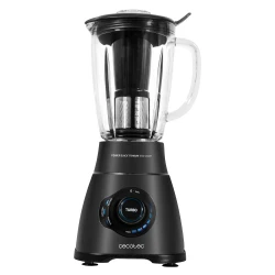 Cecotec Power Black Titanium 2500MAX Smart — American-Style Jug Blender, 2500 W Motor, 6 Black Titanium-Coated Blades, 1.8 L Heat-Resistant Glass Jar, 3 Automatic Programs (Smoothie, Ice Crush, AutoClean), Multi-Speed with Turbo, Stainless Steel Finish