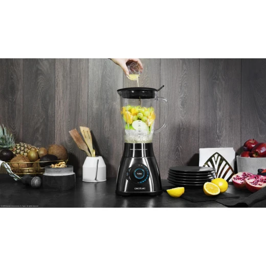 Cecotec Power Black Titanium 2500MAX Smart — American-Style Jug Blender, 2500 W Motor, 6 Black Titanium-Coated Blades, 1.8 L Heat-Resistant Glass Jar, 3 Automatic Programs (Smoothie, Ice Crush, AutoClean), Multi-Speed with Turbo, Stainless Steel Finish - Cecotec - Image 6