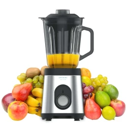 Cecotec Power Black Titanium 1800MAX Inox — High-Performance Jug Blender, 1800 W Motor, 6 Black Titanium-Coated Blades, 1.5 L Heat-Resistant Glass Jar, Stainless Steel Body, Multi-Speed Control for Smoothies, Ice Crushing & Hot Recipes