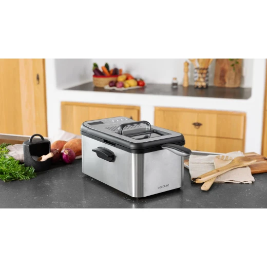 Cecotec CleanFry Luxury 3000 Digital Oil Fryer with 3.2 L Capacity, 2400 W Power, Stainless-Steel Design, 5 Preset Programs, OilCleaner Filter, Viewing Window and Anti-Odour Filter for Fast and Crispy Frying - Cecotec - Image 4