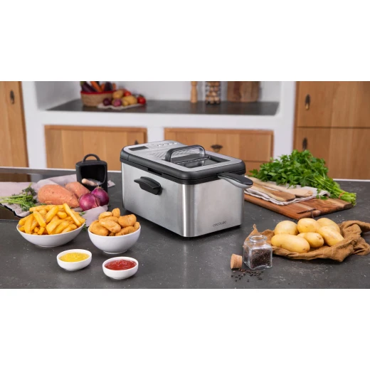 Cecotec CleanFry Luxury 3000 Digital Oil Fryer with 3.2 L Capacity, 2400 W Power, Stainless-Steel Design, 5 Preset Programs, OilCleaner Filter, Viewing Window and Anti-Odour Filter for Fast and Crispy Frying - Cecotec - Image 6