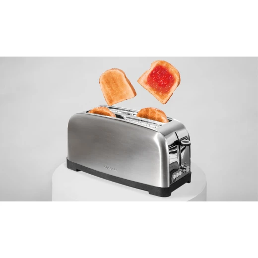Cecotec Toastin' Time 1500 Inox Lite Vertical Toaster 1500W, 4-Slice Capacity, 3.8 cm Wide Slots, Stainless Steel Body, Self-Centering System, 7 Browning Levels, Bread Rack and Crumb Tray - Cecotec - Image 2