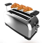 Cecotec Toastin' Time 1500 Inox Lite Vertical Toaster 1500W, 4-Slice Capacity, 3.8 cm Wide Slots, Stainless Steel Body, Self-Centering System, 7 Browning Levels, Bread Rack and Crumb Tray - Cecotec