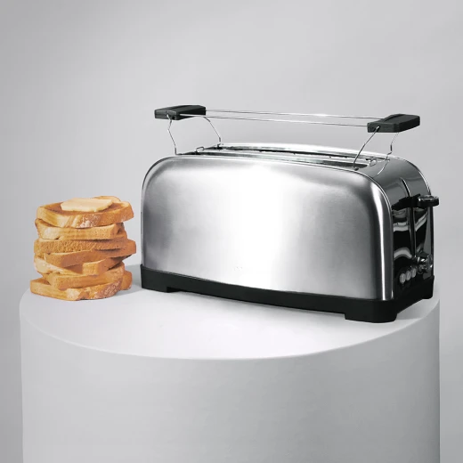 Cecotec Toastin' Time 1500 Inox Lite Vertical Toaster 1500W, 4-Slice Capacity, 3.8 cm Wide Slots, Stainless Steel Body, Self-Centering System, 7 Browning Levels, Bread Rack and Crumb Tray - Cecotec - Image 3