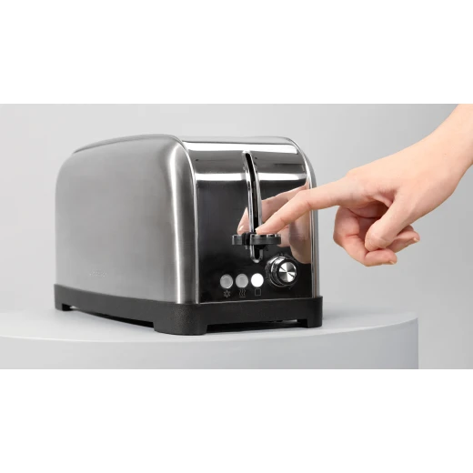 Cecotec Toastin' Time 1500 Inox Lite Vertical Toaster 1500W, 4-Slice Capacity, 3.8 cm Wide Slots, Stainless Steel Body, Self-Centering System, 7 Browning Levels, Bread Rack and Crumb Tray - Cecotec - Image 4
