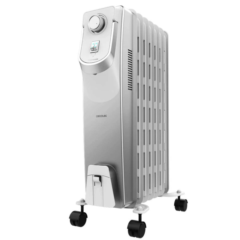 Cecotec ReadyWarm 7000 Space 360 Oil Radiator Heater 1500 W, 7 Heating Fins, WarmSpace 360° Technology, 3 Power Levels, Adjustable Thermostat, Heats up to 18 m², EasyGo Wheels and Handle, Dual Safety System - Cecotec