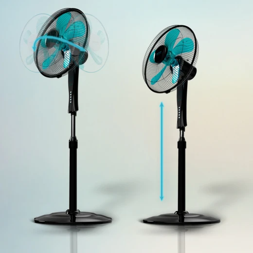 Cecotec EnergySilence 530 Power Connected Black Standing Fan, 50W Power, EnergySilence Technology, Copper Motor, 5 Blades 40 cm Diameter, Remote Control, LED Display, Timer, Adjustable Height and Tilt for Quiet Fresh Airflow - Cecotec - Image 2