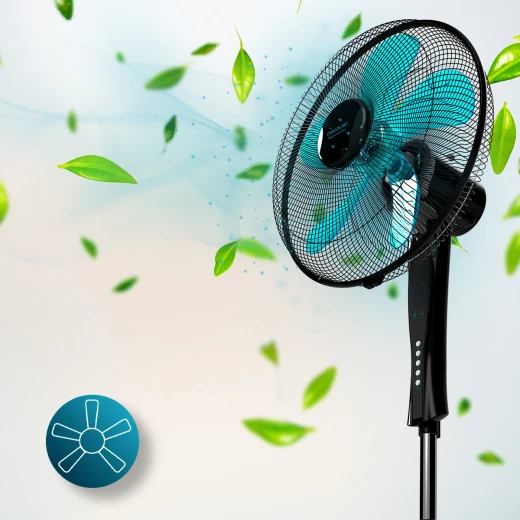 Cecotec EnergySilence 530 Power Connected Black Standing Fan, 50W Power, EnergySilence Technology, Copper Motor, 5 Blades 40 cm Diameter, Remote Control, LED Display, Timer, Adjustable Height and Tilt for Quiet Fresh Airflow - Cecotec - Image 4