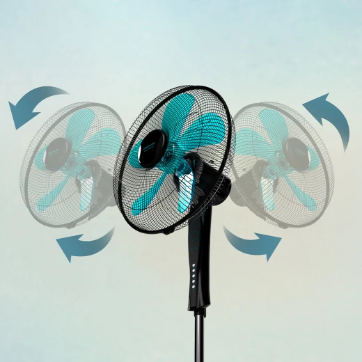 Cecotec EnergySilence 530 Power Connected Black Standing Fan, 50W Power, EnergySilence Technology, Copper Motor, 5 Blades 40 cm Diameter, Remote Control, LED Display, Timer, Adjustable Height and Tilt for Quiet Fresh Airflow - Cecotec - Image 6