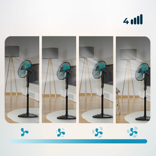 Cecotec EnergySilence 530 Power Connected Black Standing Fan, 50W Power, EnergySilence Technology, Copper Motor, 5 Blades 40 cm Diameter, Remote Control, LED Display, Timer, Adjustable Height and Tilt for Quiet Fresh Airflow - Cecotec - Image 7