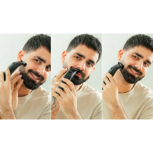 سيكوتك ماكينة حلاقة للوجه شفرات ستانلس ستيل عالية الدقة، 3 أمشاط (1/3/5 مم)، شاشة رقمية، مقاومة للماء 7، بطارية حتى 90 دقيقة، قاعدة تخزين، حلاقة دقيقة وسهلة التنظيف - سيكوتك - Image 4