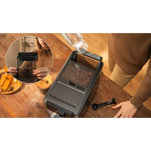 Cecotec Cremmaet Latte Art Fully Automatic Coffee Machine 1500W, 19 Bar Pressure, Thermoblock System, Built-in Conical Grinder with 5 Levels, 150g Bean Tank, 1.1L Water Tank, 400ml Milk Tank, 6 Beverages, Self-Cleaning, Customizable Settings - Cecotec - Image 3