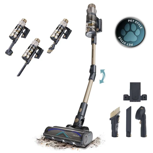 سيسوتيك Conga Rockstar RS90 Pet Flex مكنسة كهربائية لاسلكية عمودية للحيوانات الأليفة | قوة 600 واط وشفط 160AW | ضغط شفط 40kPa | محرك BLDC | فرشاة شعر الحيوانات وملحقات تنظيف متعددة