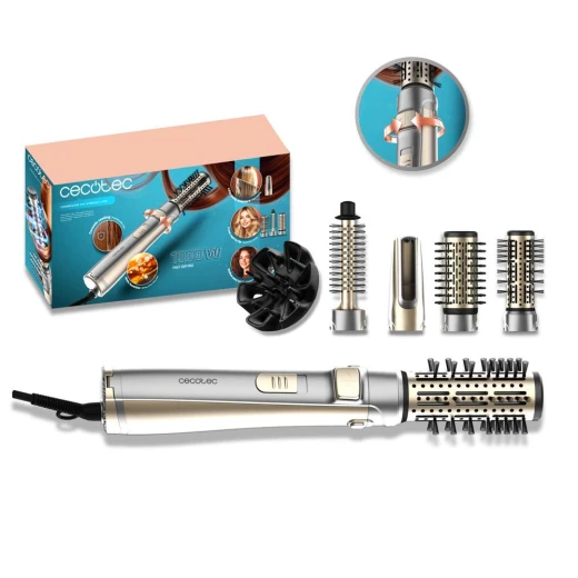 Cecotec CeramicCare 5-in-1 AirBrush Gyro Elite Rotating Hot Air Brush 1100W, Ionic Function, Ceramic Coating, Dual Rotation, 5 Attachments (Dryer, Diffuser, 20/40/50 mm Brushes), 3 Heat and Speed Settings Cecotec CeramicCare 5-in-1 AirBrush Gyro Elite Rotating Hot Air Brush 1100W, Ionic Function, Ceramic Coating, Dual Rotation, 5 Attachments (Dryer, Diffuser, 20/40/50 mm Brushes), 3 Heat and Speed Settings