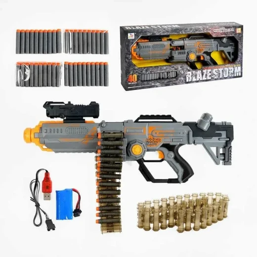 Blaze Storm Soft Bullet Gun with 40 Foam Bullets, 30 Shell Cases & 7.4V Battery