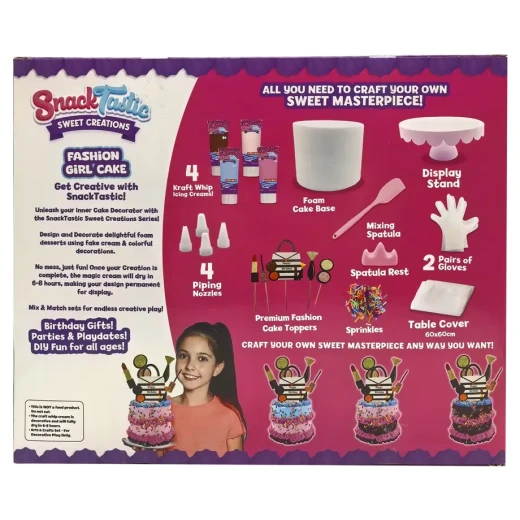 Snack Tastic Fabulous Fashion Cake toy, creative set to build stylish colorful cake design, enhances creativity and motor skills, suitable for ages 5+ - Snack tastic - Image 3