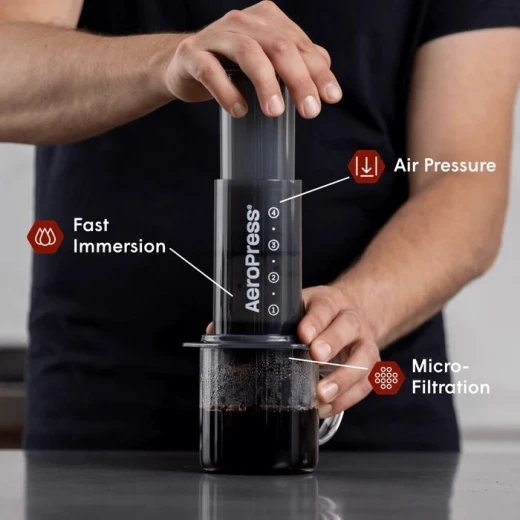 AeroPress Original Coffee Press - All-in-One French Press, Pour-Over & Espresso Style Manual Brewer, 2 Min Brew for Less Bitterness, More Flavor, Small Portable Coffee Maker, Travel & Camping - AeroPress - Image 5