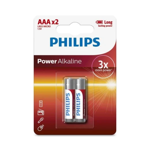 Philips Power Alkaline Batteries AAA - Pack of 2 Philips Power Alkaline Batteries AAA - Pack of 2