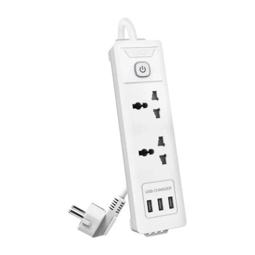 Deli T407 Power Strip - 2 inputs ,3 USB Ports, 2M Deli T407 Power Strip - 2 inputs ,3 USB Ports, 2M