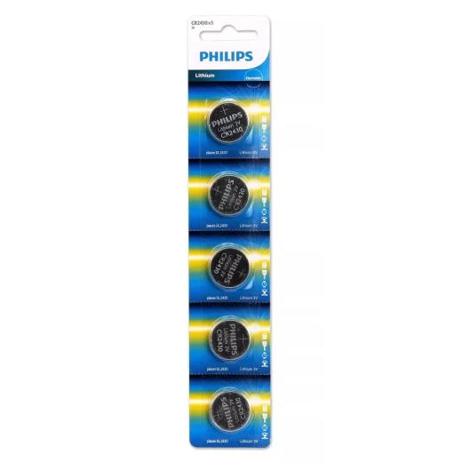 Philips Lithium Cell Button Batteries CR2430 - Pack of 5 Philips Lithium Cell Button Batteries CR2430 - Pack of 5