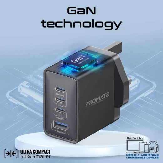 Promate GaNport4-67W, Power Delivery GaNFast Charger with Quick Charge 3.0 - Promate - Image 5