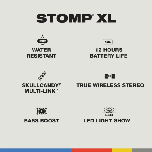 Skullcandy Stomp XL Wireless Party Speaker, Black, Bluetooth v5.3, 35W Output, Dual Orientation, Karaoke Mic, Portable Party Speaker - Skullcandy - Image 2