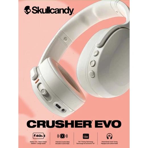Skullcandy Crusher Evo Wireless Headphone - Bone / Orange Glow - Skullcandy - Image 4
