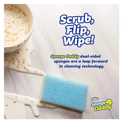 Scrub Daddy Sponge Daddy Dual-Sided Cleaning Sponge & Scrubber – Soft Sponge for Gentle Cleaning and Tough Scrubber for Stains, Durable & Versatile for Dishes and Surfaces - Scrub Daddy - Image 3