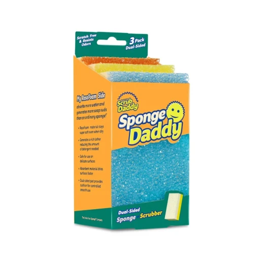 Scrub Daddy Sponge Daddy Dual-Sided Cleaning Sponge & Scrubber – Soft Sponge for Gentle Cleaning and Tough Scrubber for Stains, Durable & Versatile for Dishes and Surfaces - Scrub Daddy - Image 4
