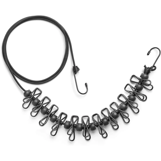 Rayen Tweezers Elastic Rope Laying Dimensions | 12 Included | Valid for Hanging Hangers | Clip Forceps | Polyester Silk | Latex | Metal | Black | 78 to 157 - Rayen - Image 7
