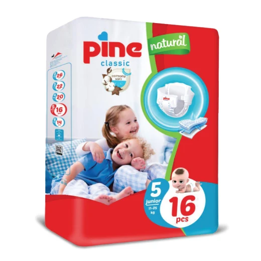 Pine Diapers, Classic Size 5, 16 Pads, from 11 to 25 kg - PIne - Image 2