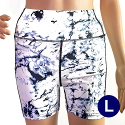 High waist fitness / yoga / Zumba / workout shorts with white marble pattern & side pocket - Size L
