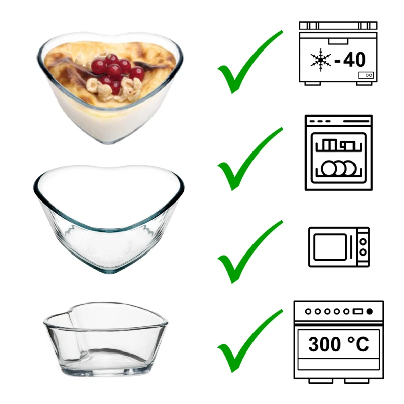 One piece of heart Shape heat resistance glassware, 9 oz bowl for sweets and baking - Pronta casa