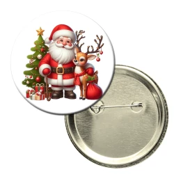 Button badge themed with Christmas festive decoration / message – Design 1