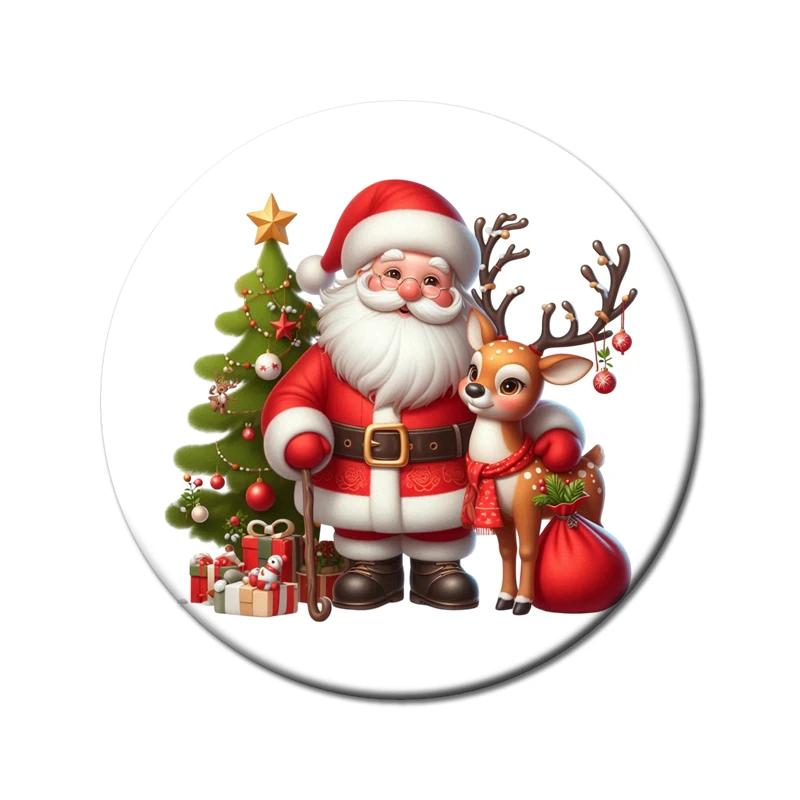 Rounded fridge Magnet with Christmas theme - Design 1 - Uncle pins