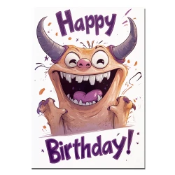 Cute funny figure on birthday greeting card – Style 6